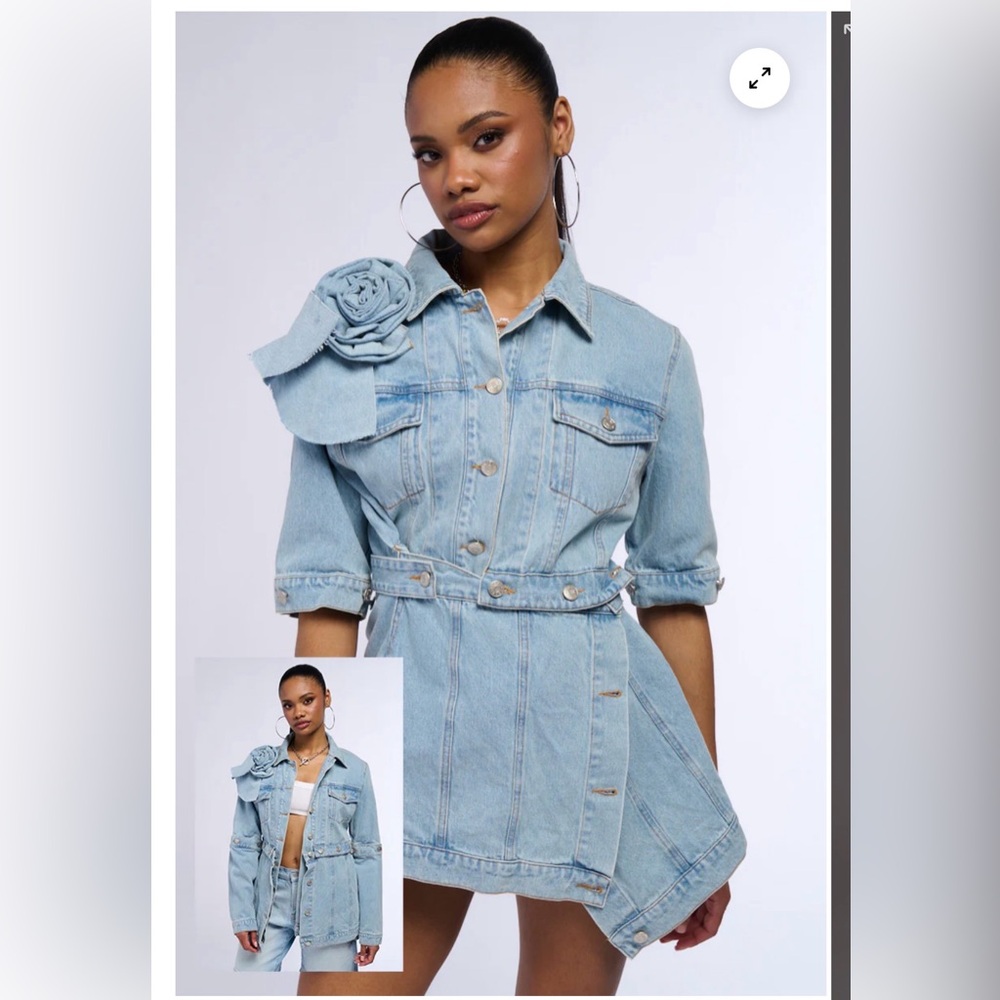 AKIRA Light Blue Denim Jacket with Floral Accent